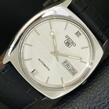 SEIKO 5 AUTOMATIC 6309A VINTAGE JAPAN MENS SILVER COLOR DIAL WATCH a701581-1