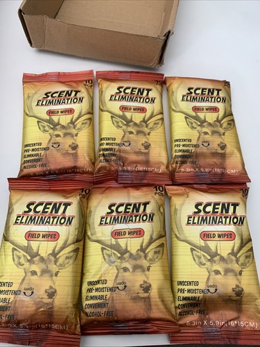 NEW Scent Elimination Field Wipes Unscented Deer Hunting Lot Of 6 Packs - Picture 3 of 7