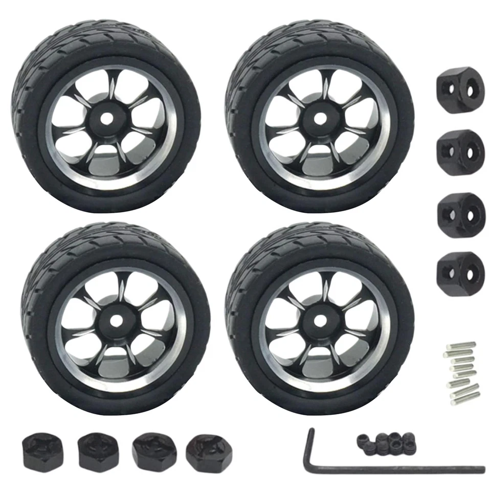 4PCS RC Car Wheel Rim Tires Tyre Kit for WLtoys 1/18 A949 A959 A969 A979 K929 a - Image 2 of 4