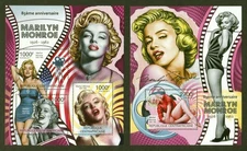 Central Africa Sc# 1579 & 1602, Marilyn Monroe, 2 VF/XF MNH Sheets, SCV: $22.80