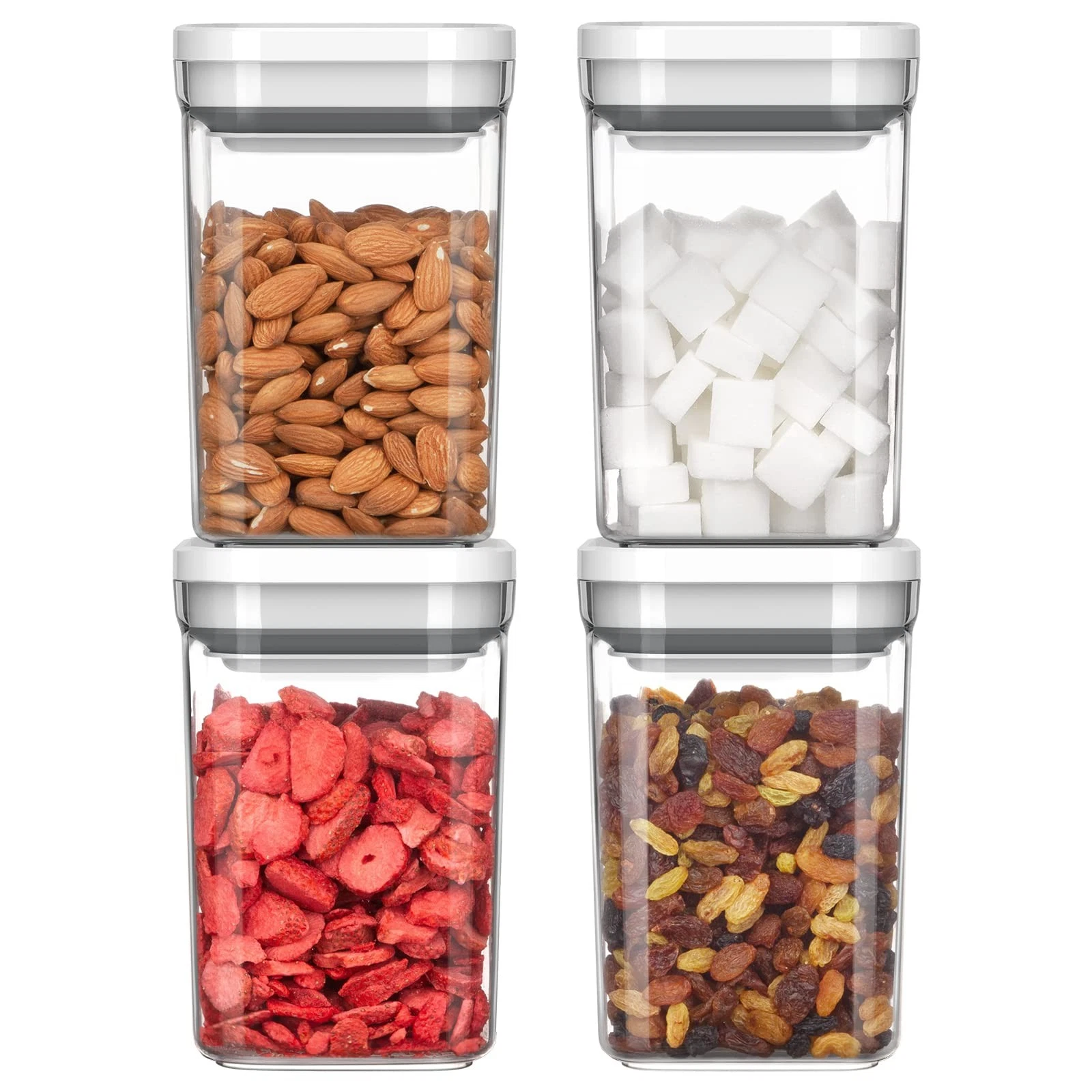 4 Pack Airtight Food Storage Container Set, BPA Free Kitchen Pantry Organizat...
