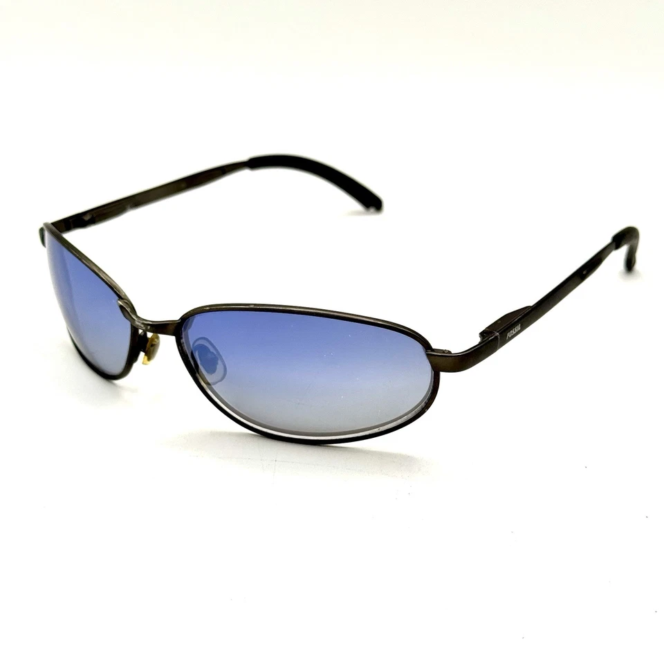 Fossil Designer Oval Sunglasses Blue Gradient Mirror Lens & Brushed Metal Frame - Image 3 of 4