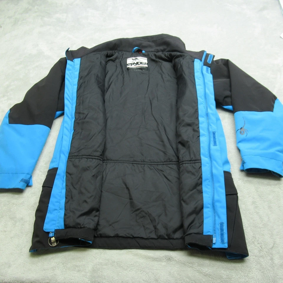 Spyder Jacket Kids 14 Blue Black Waterproof Insulated Full Zip Ski Snowboard - Image 3 of 4