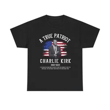 Charlie Kirk Shirt, True Patriot 1993-2025 Rip Memorial American Flag T-Shirt