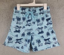 George S/CH 28"-30" waist Boys Swim Trunks Blue Palm Tree Hawaiian Print
