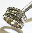 14k white gold 2.03ct SI1 H round diamond engagement ring 2 wedding bands 7.8g  — photo 6