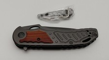 Spring Assist Quick Open Folding Pocket Knife 8 3/4" L 3 3/4" Blade Wood Sides