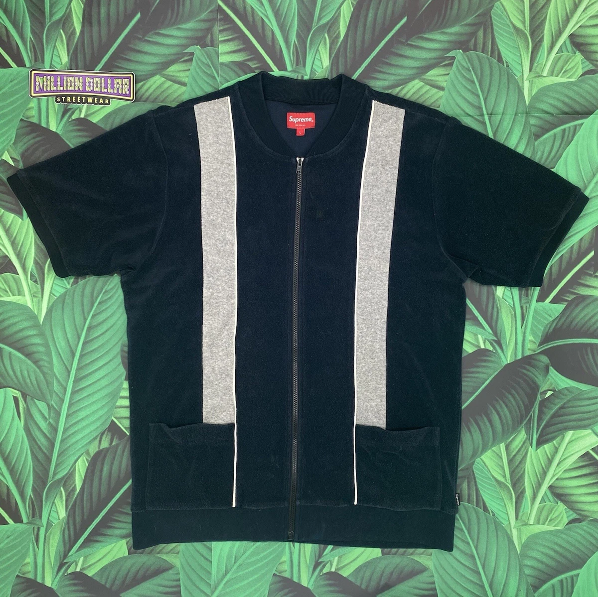 supreme terry zip up polo