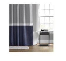 Simply Essential 54 x80 Color Block Shower Curtain in Blue/Grey