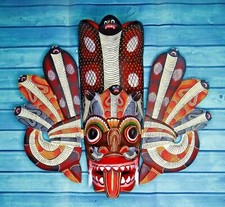 Sri Lankan Handmade Wall Hanging Home Decor Beautiful Cobra Wooden Mask Art 14"