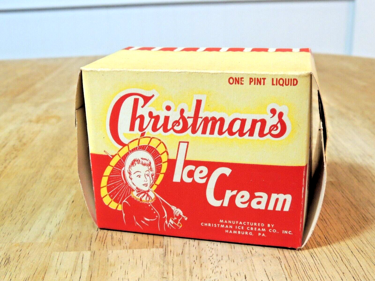 Vintage 1950's Christman's Cardboard Ice Cream Container One Pint