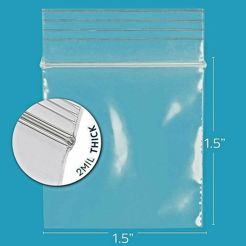 100 1.5" x 1.5" Dime Bags Zip Lock Plastic Square Clear Ziplock Bags