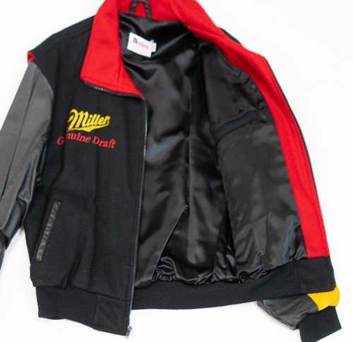 Vintage NASCAR Rusty Wallace Miller Lite Leather Jacket Men Size M Wool Lined - Picture 20 of 21