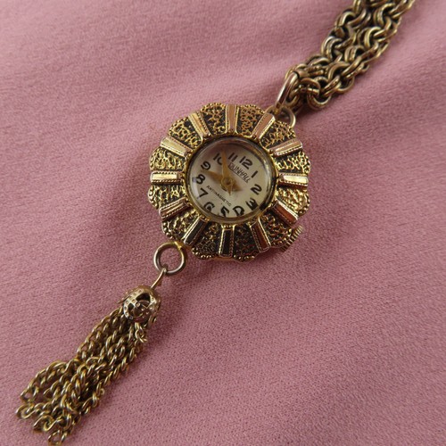 Dunhall Halskette Vintage Schweizer Uhr Anhänger Quaste 24 Zoll Goldkette 892b - Bild 13 von 14