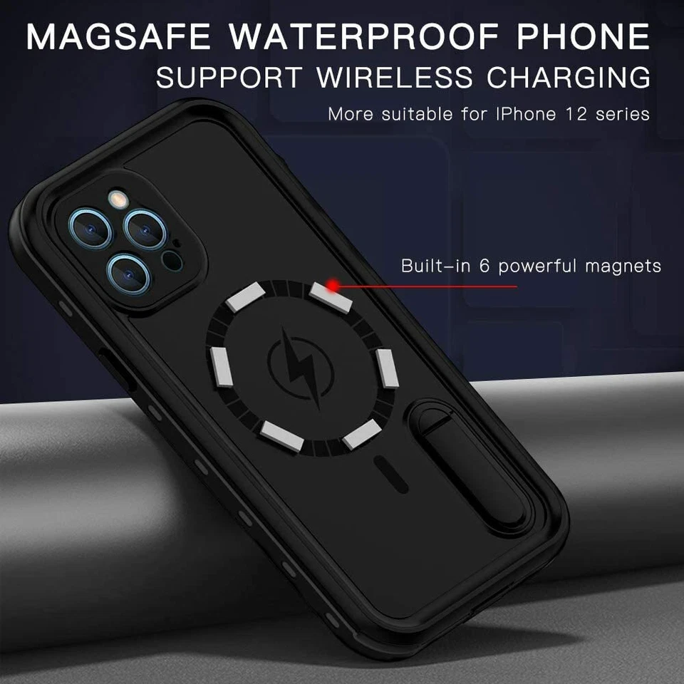 For iPhone 12 Pro Max /12 Mini Magsafe Waterproof Case Shockproof with Kickstand - Image 3 of 4