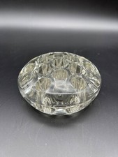 Vintage Heavy Clear Glass Footed Flower Frog Arrangement Holder 13 Holes 4.5"