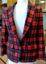 Vintage Pendleton Plaid Wool Blazer 60s 70s Jacket Sz 10 Classic Red 2 Button
