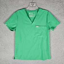 FIGS Catarina One Pocket Scrub Top Women XS V Neck Green W21SW1025