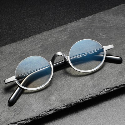 Premium Men Readers Round Half Titanium Acetate Reading Glasses Retro +0.5~6.0