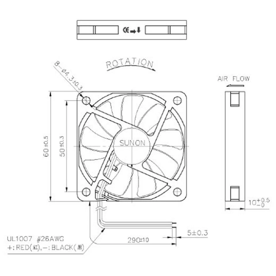 Lüfter 12V DC 1,3W 60x60x10mm 27,7m³/h 4000U/Min 27,7m³/h Sunon MF60101V11000UA9 - Bild 2 von 4