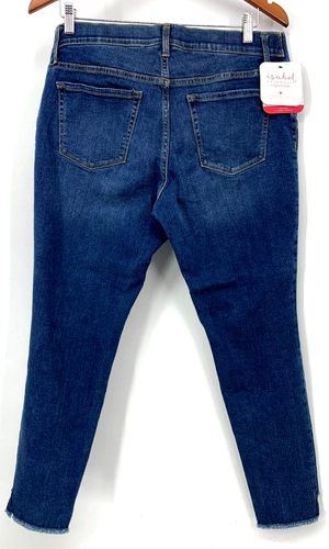 Isabel Maternity Jeans Size 12 Blue Denim Skinny Side Panel Fringe Hem Women New - Picture 4 of 8