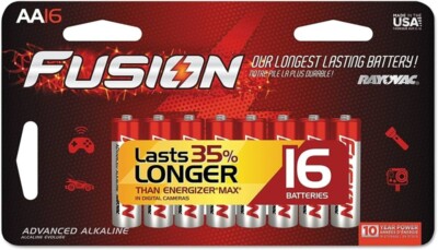 Rayovac Fusion Long-Lasting Alkaline Batteries (AA, 16 pk) 1 Count