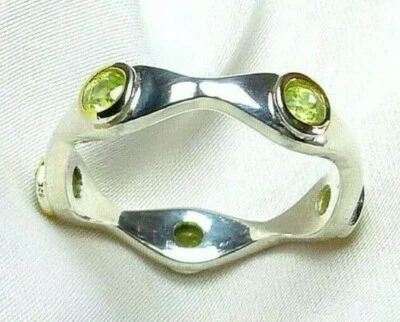 💚Peridot Ring 925 Silber Gr. 17,5 (55) teilvergoldet Zusteckring modisch NEU 💚 - Bild 1 von 4