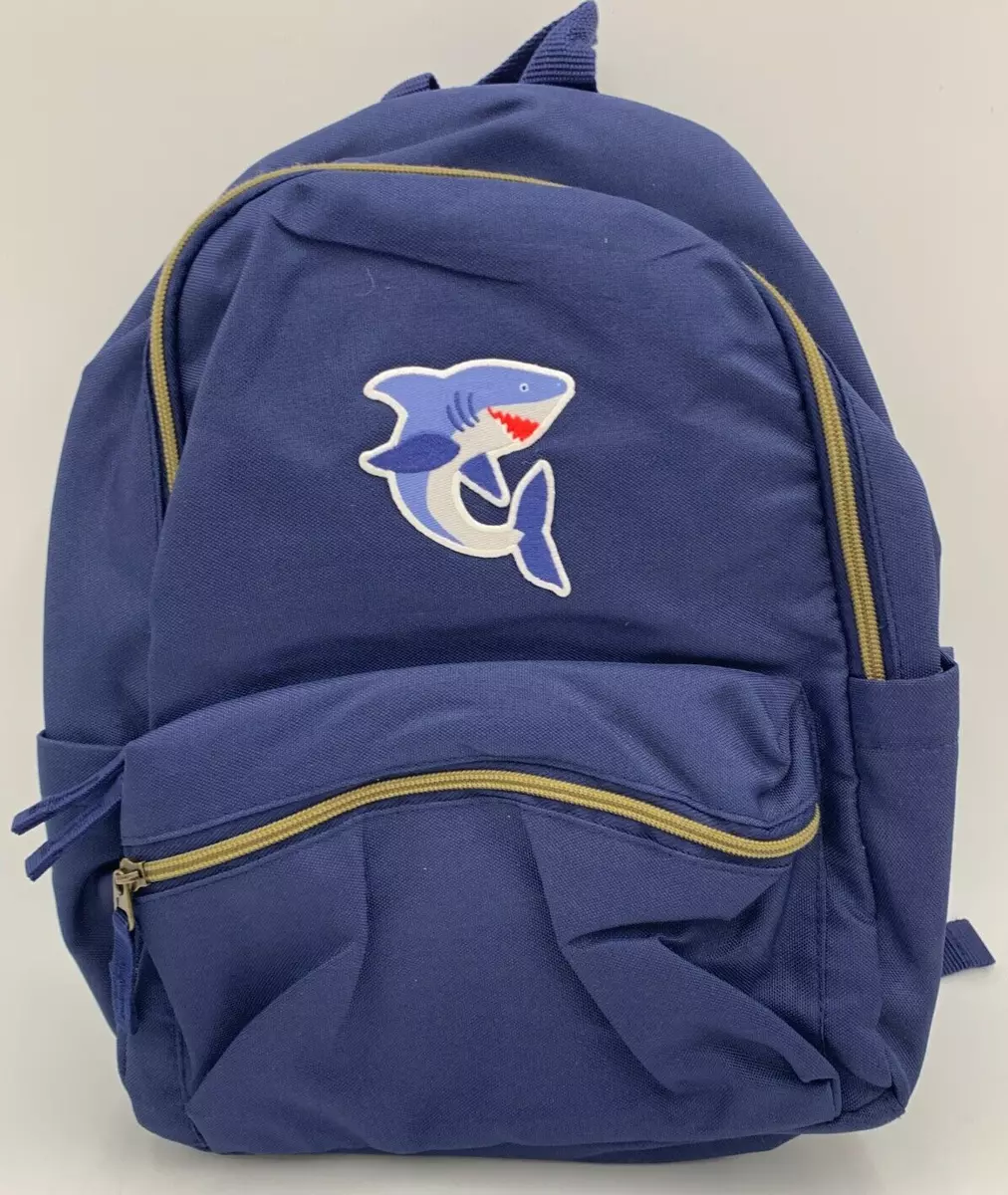 Pottery Barn Kids Colby Solid Navy Shark Patch Small Backpack 15