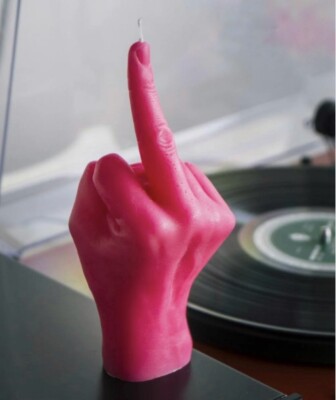 FULL SIZE HAND | FCK The Middle Finger Candle PINK SOY WAX