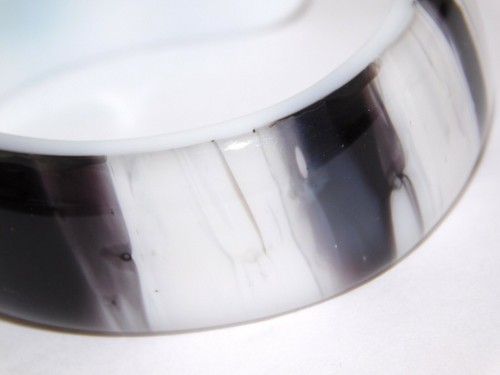 Patriot Glassworks Art Glass Cuff Bracelet White Black Stripes Signed Artisan - Picture 7 of 11