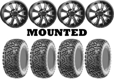 Kit 4 Maxxis Workzone Tires 26x9-12/26x11-12 on Raceline A77 Mamba Black 550