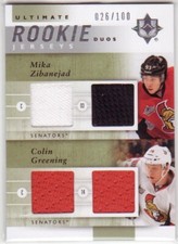 2011-12 Ultimate ROOKIE JERSEYS MIKA ZIBANEJAD & COLIN GREENING 3 CL RC /100