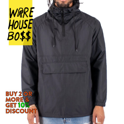 MENS CASUAL ANORAK HOODED WINDBREAKER 