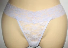 PANMANNI - NEW - LARGE  - SHEER WHITE NYLON& SPANDEX STRETCH LACE THONG  PANTY 