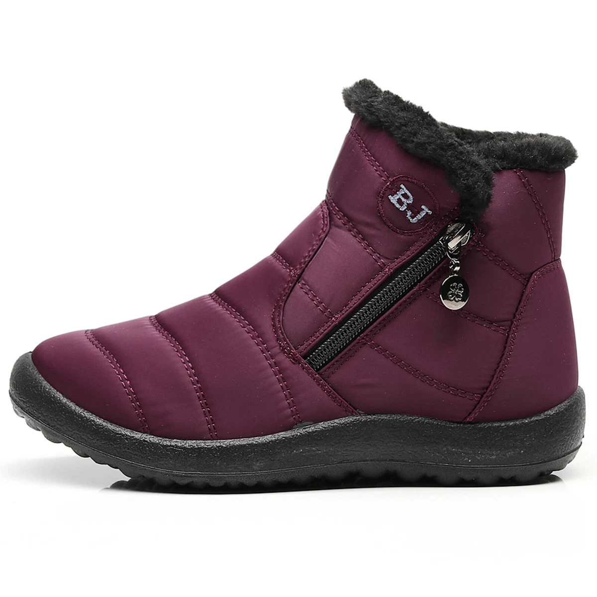 JACKSHIBO Winter Women Shoes Snow Boots Fur lined Slip On Warm