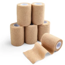 6 Rolls Self Adhesive Bandage Wrap 3 Inch x 5 Yards Cohesive Vet Tape Elastic 