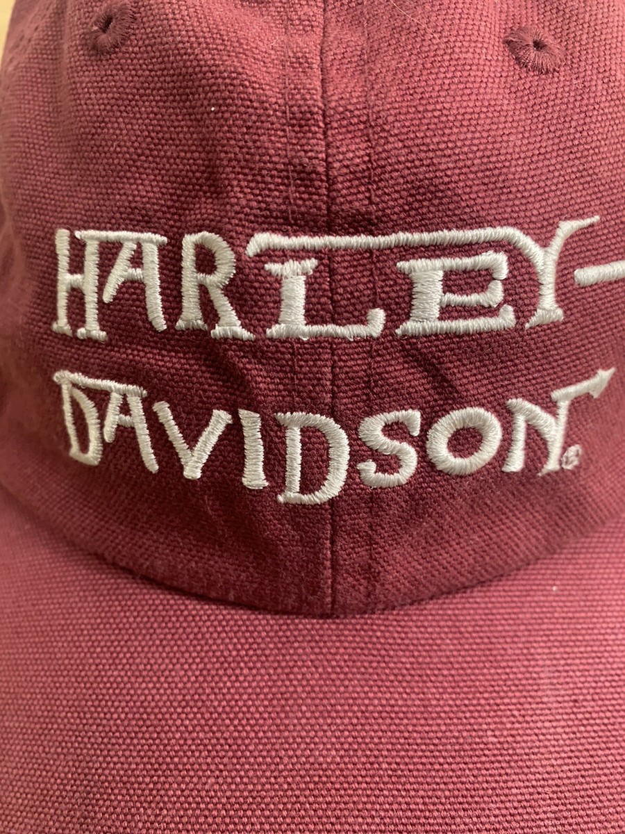 Harley Davidson Womens Burgundy white embroidery Biker hat  display picture 2