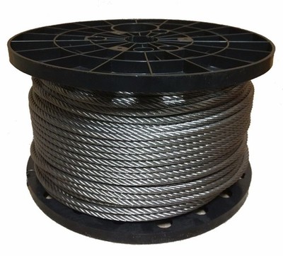 1/8'' Stainless Steel Aircraft Cable Wire Rope 7x19 Type 316 (2500 Feet)