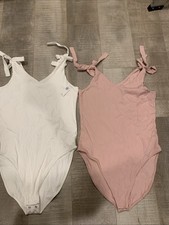 2 Tie-Shoulder V-Neck Rib-Knit Bodysuits Size XL