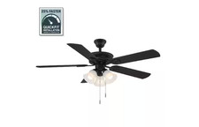 Hampton Bay Glendale III 52 in. Indoor Matte Black Ceiling Fan With Light New