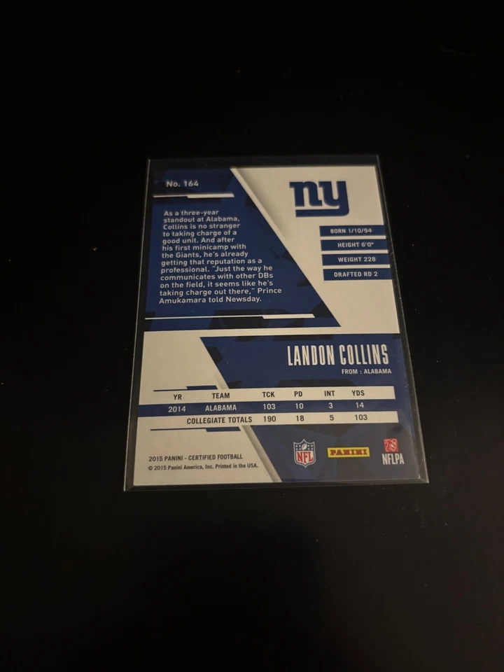 Landon Collins 2015 Panini Certified /999 RC Giants 144 - Image 2 of 2