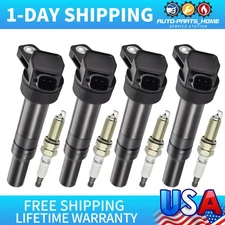 ✅For Hyundai Elantra Tucson Kia Forte Soul UF651 4 OEM Ignition Coil +Spark Plug