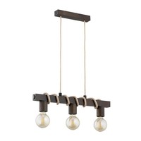 HäNgelampe 3-Flammig Holz Schwarz Wohnzimmer E27 L:60 Cm Pendelleuchte Esstisch