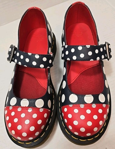 Size 6 Dr Martens Polley Brandie Mary Jane Dalmatian Buckle Shoes - Picture 2 of 9
