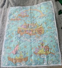 Vintage Precious Moments Religious Baby Quilt Blanket Comforter Crib Noah  s Ark