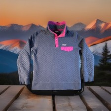 Patagonia Women's Small Organic Cotton Quilted Snap-T Pullover Navy Pink