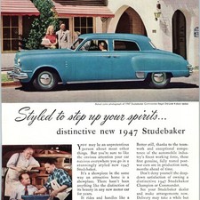 1947 Studebaker Commander Regal De Luxe Blue Car Print Ad 4-door Sedan Postwar 1947 Studebaker Commander Regal De Luxe Blue Car Print Ad 4-door Sedan Postwar