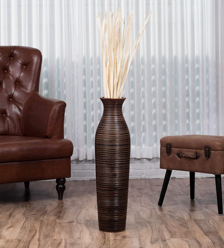 Large Brown Home Decor Floor Vase – Wooden 28 inches Tall Farmhouse Decor Flo... - Picture 2 of 7