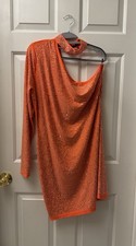 Women’s Fashion Nova Bling Like My Ring Rhinestone Mini Dress Orange Size 3 XL