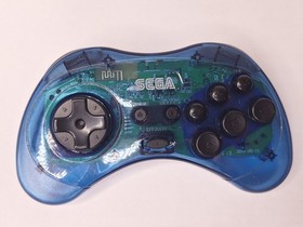Retro-bit SEGA Saturn 8-Button  Clear Blue Wireless Controller + CASE 